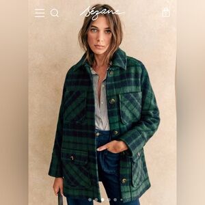 Sezane Paolo Coat Tartan Checks Size 10